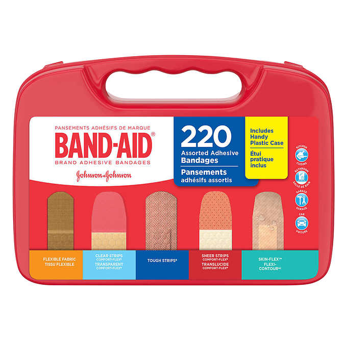 BAND-AID ADHESIVE BANDAGES ASSORTED SIZES PACK
220-COUNT WITH CASE