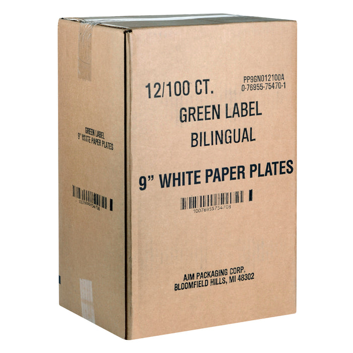 GREEN LABEL 9-IN PAPER PLATES
12 PACKS OF 100